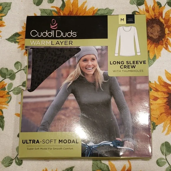 Plus Size Cuddl Duds Long Sleeve Crew With Thumb Holes Cuddl Duds Women's Pullover Fleece Long Sleeve Crew Neck